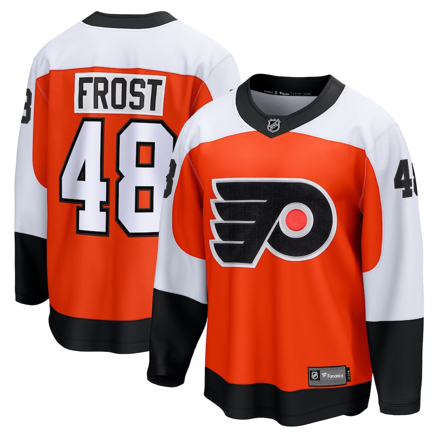Men's Philadelphia Flyers Morgan Frost #48 Orange Jersey